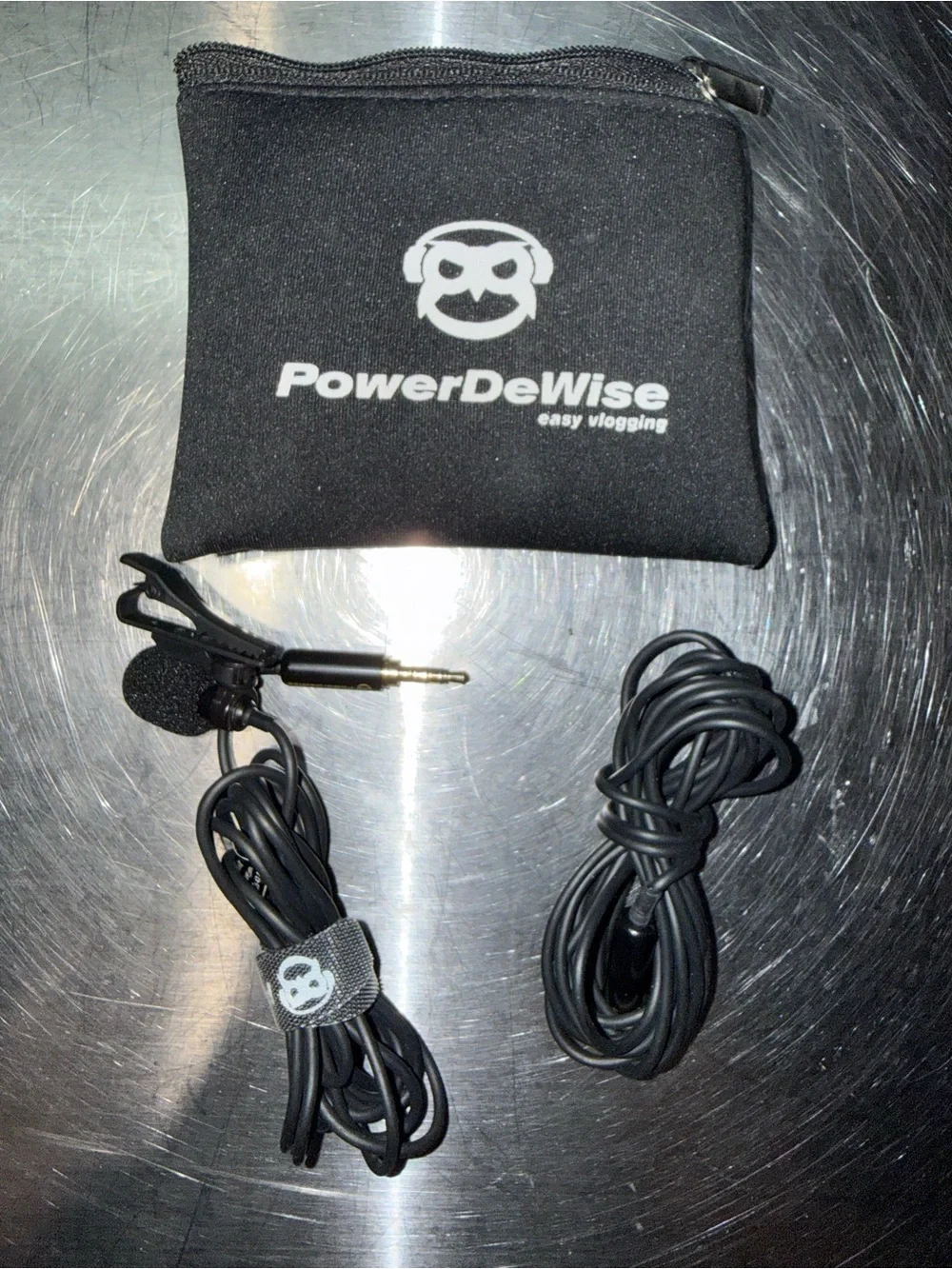 Black Lavalier Microphone with Carry Pouch